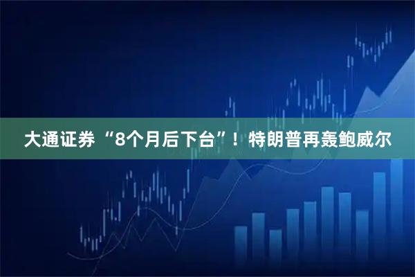 大通证券 “8个月后下台”！特朗普再轰鲍威尔