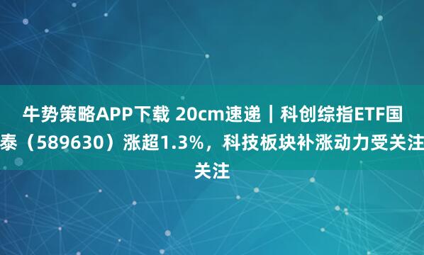 牛势策略APP下载 20cm速递｜科创综指ETF国泰（589630）涨超1.3%，科技板块补涨动力受关注